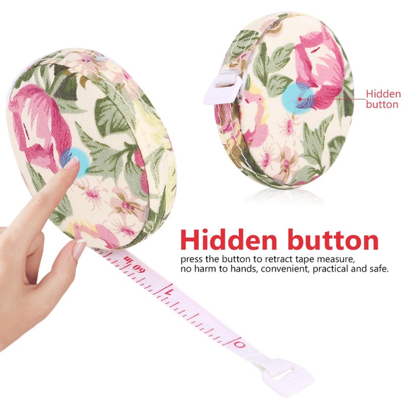 Hilitand Accurate Tape Measure Tapeline Body Fitness Measuring Body Tailor Sewing Craft Cloth Measuring Tape 60 Inch/1.5M Dual Sided Retractable Ruler (Rural Rose) - Image 2